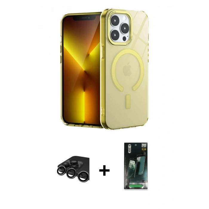 MARSİLYAN™- iPhone 15 Pro Kılıf Yankı Çizgi - Siyah 360 Mat Full Body Arka Koruyucu + Raze Metal Kamera Lens - TMGI