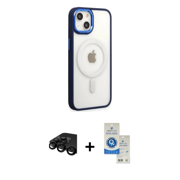 MARSİLYAN™- iPhone 15 Pro Kılıf Yankı Işık Özel Seri - Şeffaf Royal Nano Ekran Koruyucu + Raze Metal Kamera Lens - SH