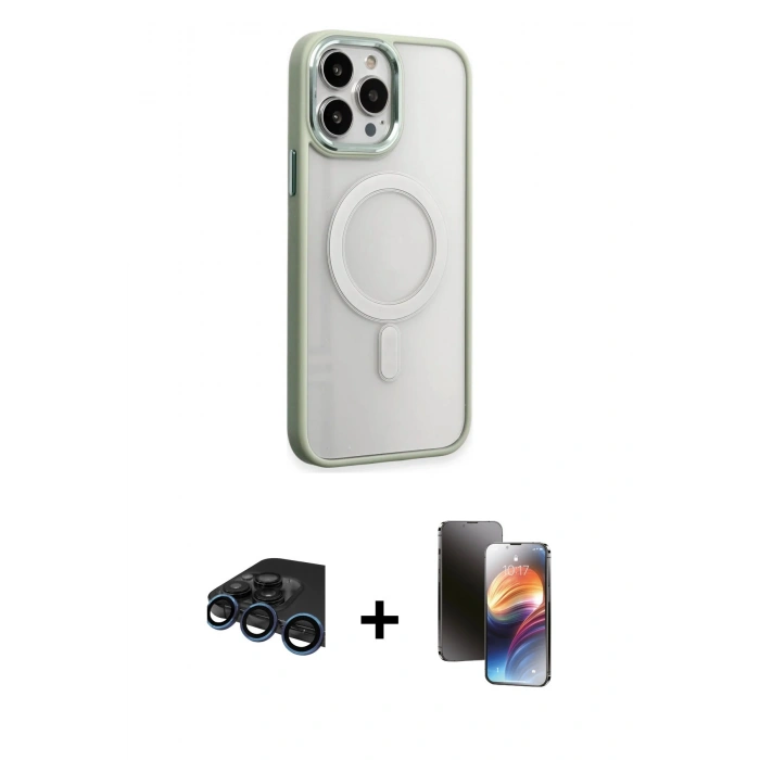 MARSİLYAN™- iPhone 15 Pro Kılıf Yankı Işık Özel Seri - Siyah 3D Antistatik Mat Seramik Nano Ekran Koruyucu + Raze Metal Kamera Lens - LT