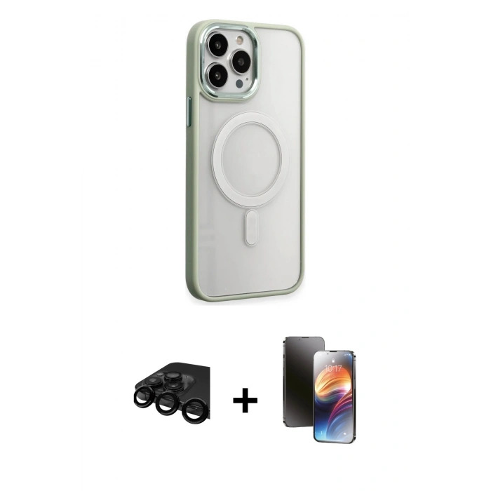 MARSİLYAN™- iPhone 15 Pro Kılıf Yankı Işık Özel Seri - Siyah 3D Antistatik Mat Seramik Nano Ekran Koruyucu + Raze Metal Kamera Lens - SH