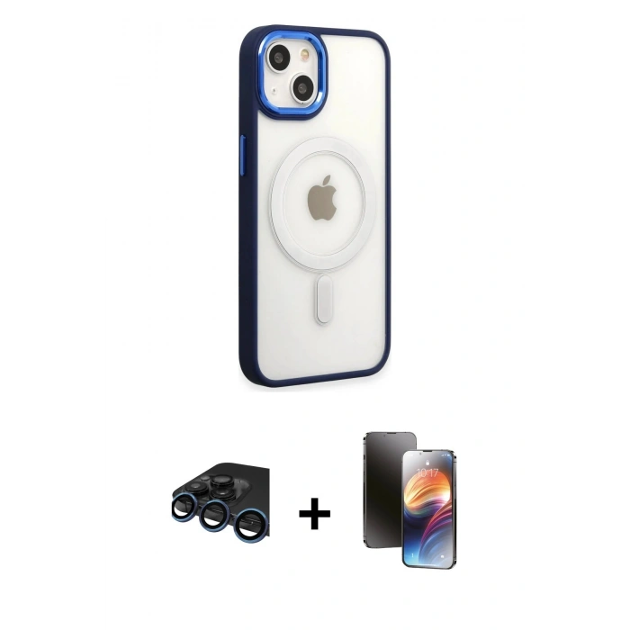 MARSİLYAN™- iPhone 15 Pro Kılıf Yankı Işık Özel Seri - Siyah 3D Antistatik Mat Seramik Nano Ekran Koruyucu + Raze Metal Kamera Lens - LT