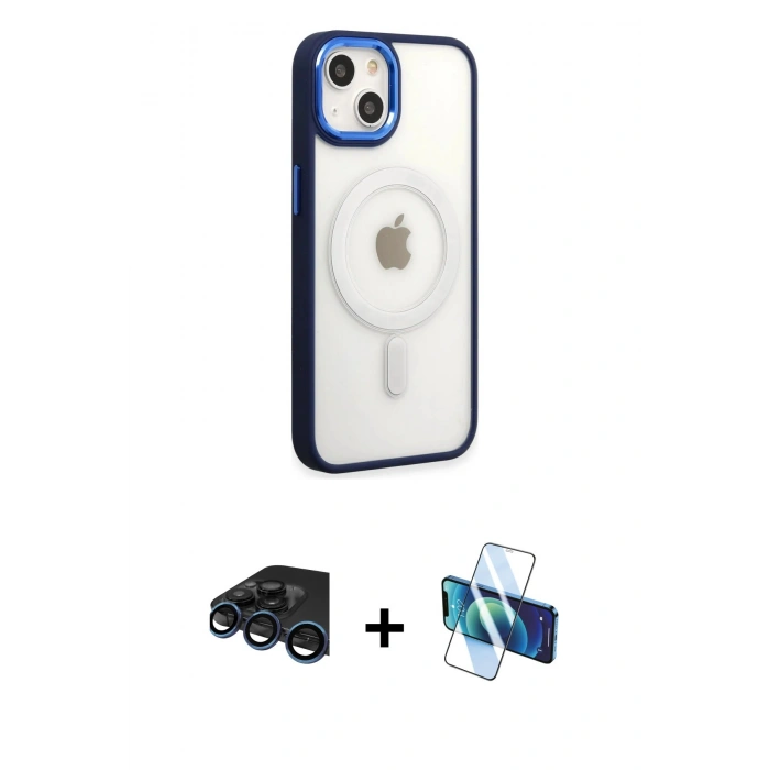 MARSİLYAN™- iPhone 15 Pro Kılıf Yankı Işık Özel Seri - Siyah 3D Antistatik Seramik Nano Ekran Koruyucu + Raze Metal Kamera Lens - LT