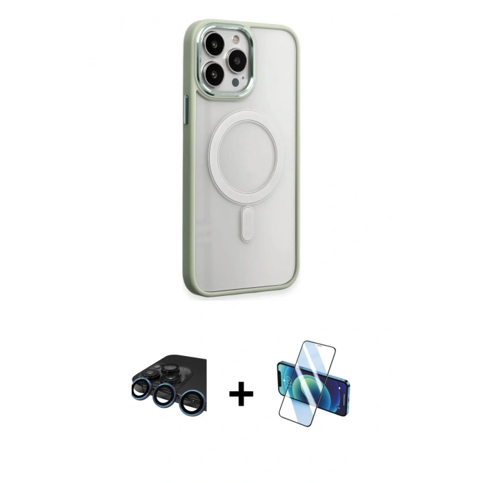 MARSİLYAN™- iPhone 15 Pro Kılıf Yankı Işık Özel Seri - Siyah 3D Antistatik Seramik Nano Ekran Koruyucu + Raze Metal Kamera Lens - LT