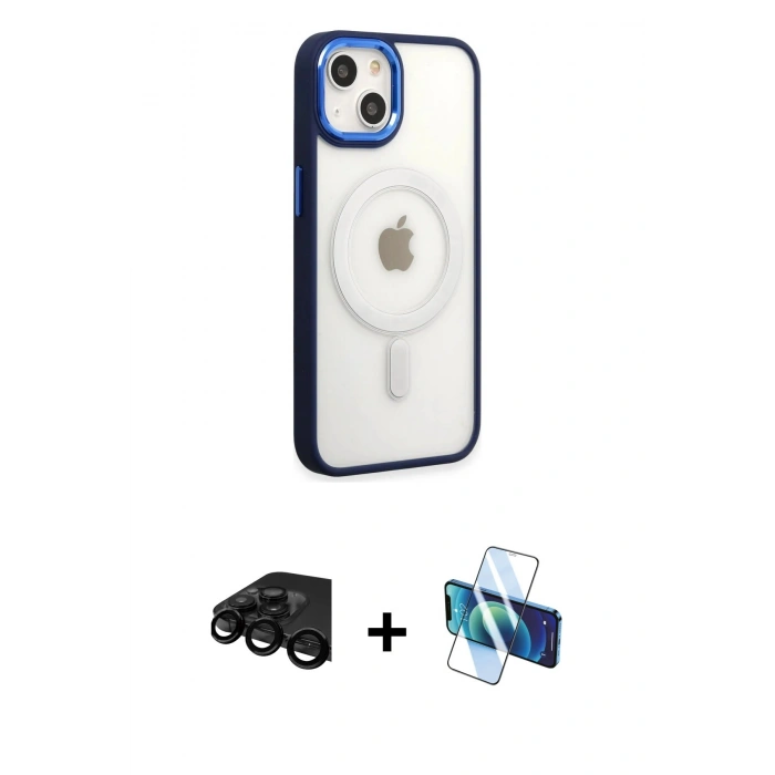 MARSİLYAN™- iPhone 15 Pro Kılıf Yankı Işık Özel Seri - Siyah 3D Antistatik Seramik Nano Ekran Koruyucu + Raze Metal Kamera Lens - SH