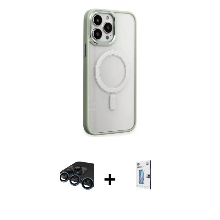 MARSİLYAN™- iPhone 15 Pro Kılıf Yankı Işık Özel Seri - Siyah Bilvis 0.18mm Plus Cam Ekran Koruyucu + Raze Metal Kamera Lens - LT
