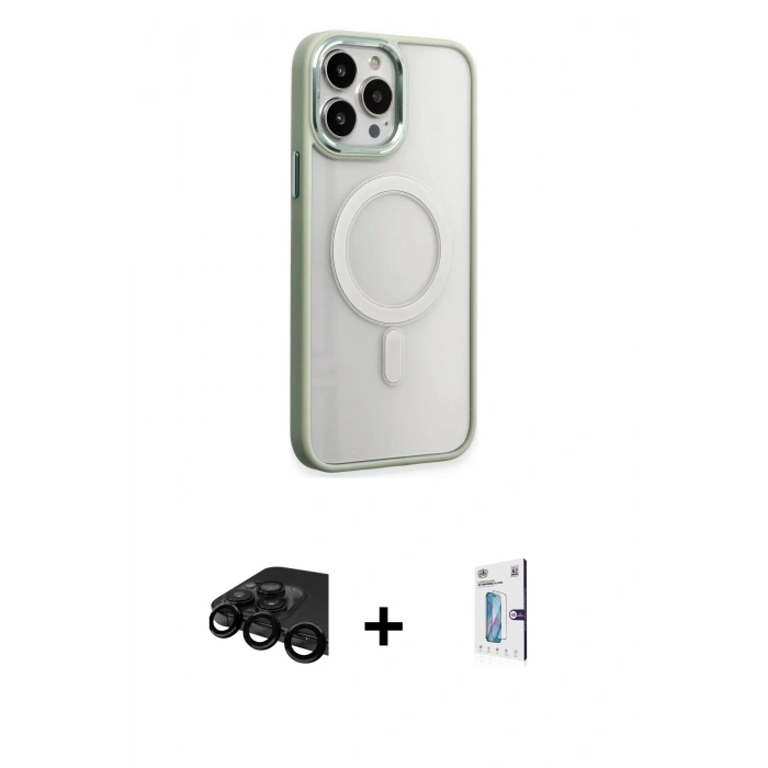 MARSİLYAN™- iPhone 15 Pro Kılıf Yankı Işık Özel Seri - Siyah Bilvis 0.18mm Plus Cam Ekran Koruyucu + Raze Metal Kamera Lens - SH