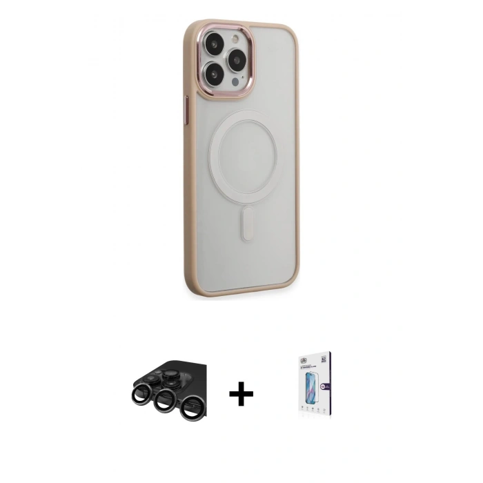 MARSİLYAN™- iPhone 15 Pro Kılıf Yankı Işık Özel Seri - Siyah Bilvis 0.18mm Plus Cam Ekran Koruyucu + Raze Metal Kamera Lens - TMGI