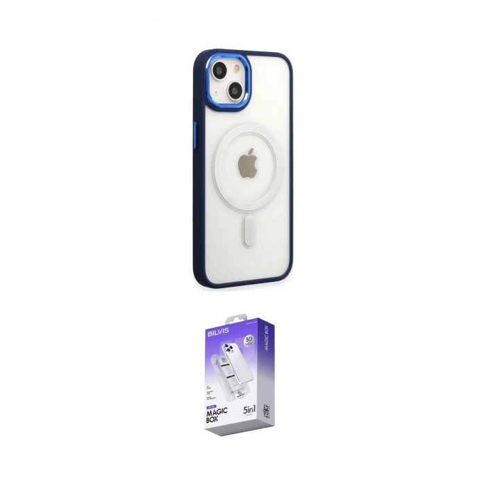 MARSİLYAN™- iPhone 15 Pro Kılıf Yankı Işık Özel Seri - Siyah Bilvis 5in1 3D Magic Cam Ekran Koruyucu