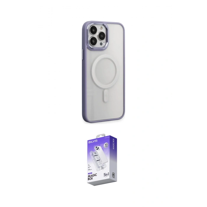 MARSİLYAN™- iPhone 15 Pro Kılıf Yankı Işık Özel Seri - Siyah Bilvis 5in1 3D Magic Cam Ekran Koruyucu