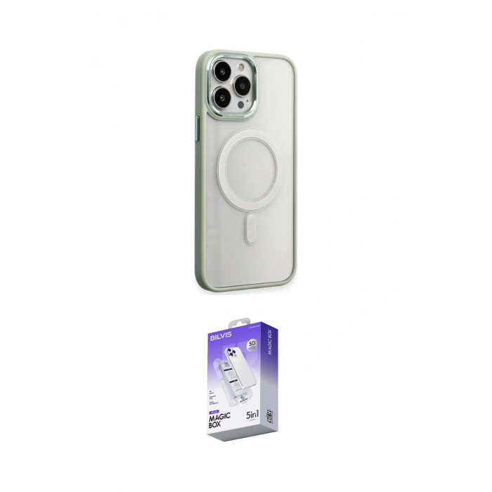 MARSİLYAN™- iPhone 15 Pro Kılıf Yankı Işık Özel Seri - Siyah Bilvis 5in1 3D Magic Cam Ekran Koruyucu