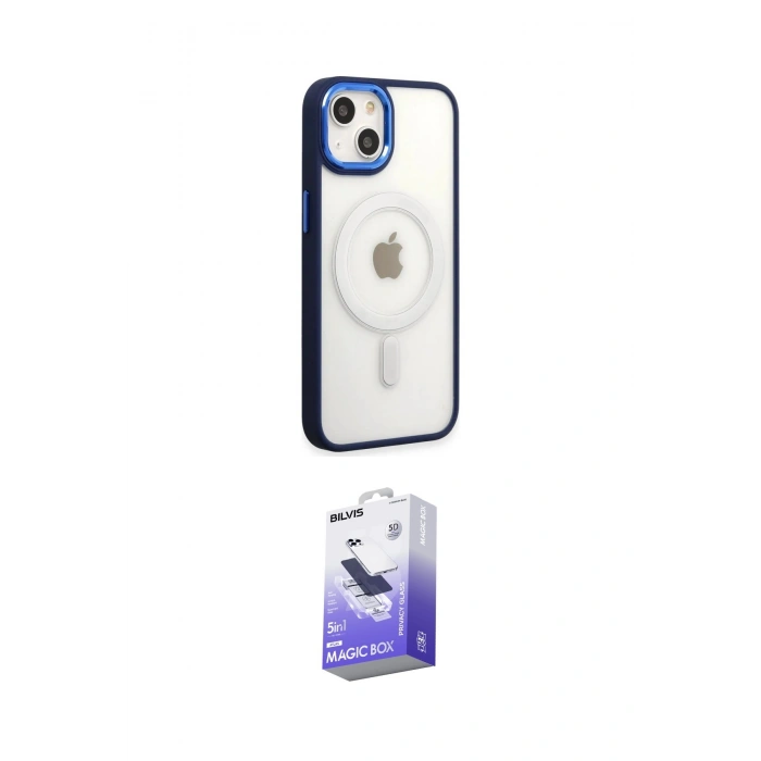MARSİLYAN™- iPhone 15 Pro Kılıf Yankı Işık Özel Seri - Siyah Bilvis 5in1 5D Magic Hayalet Cam Ekran Koruyucu