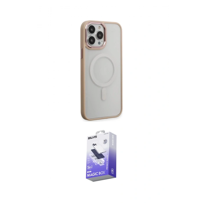 MARSİLYAN™- iPhone 15 Pro Kılıf Yankı Işık Özel Seri - Siyah Bilvis 5in1 5D Magic Hayalet Cam Ekran Koruyucu