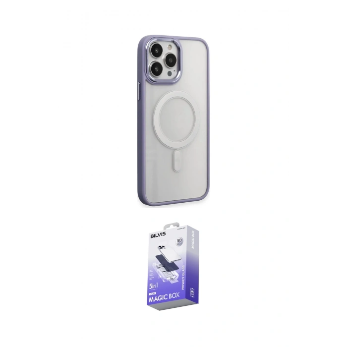 MARSİLYAN™- iPhone 15 Pro Kılıf Yankı Işık Özel Seri - Siyah Bilvis 5in1 5D Magic Hayalet Cam Ekran Koruyucu