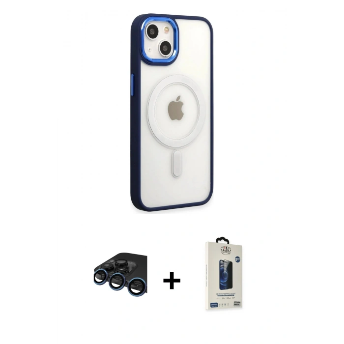 MARSİLYAN™- iPhone 15 Pro Kılıf Yankı Işık Özel Seri - Siyah Bilvis Hayalet Cam Ekran Koruyucu + Raze Metal Kamera Lens - LT