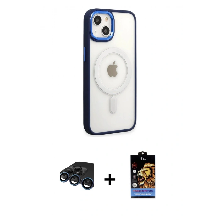 MARSİLYAN™- iPhone 15 Pro Kılıf Yankı Işık Özel Seri - Siyah Buffer Hayalet Cam Ekran Koruyucu + Raze Metal Kamera Lens - LT