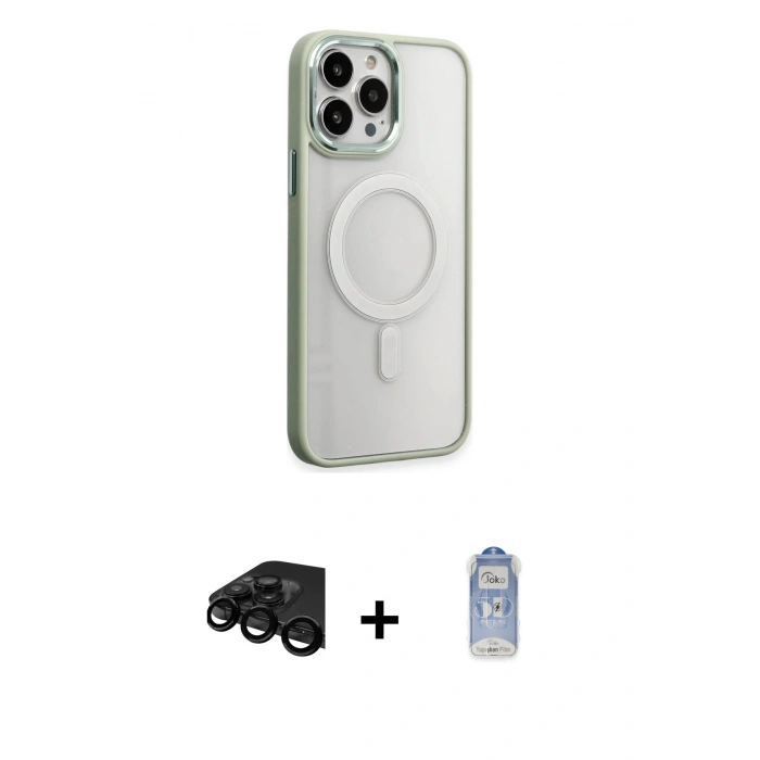MARSİLYAN™- iPhone 15 Pro Kılıf Yankı Işık Özel Seri - Siyah Joko Magic 5D Cam + Raze Metal Kamera Lens - SH
