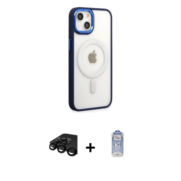 MARSİLYAN™- iPhone 15 Pro Kılıf Yankı Işık Özel Seri - Siyah Joko Magic 5D Cam + Raze Metal Kamera Lens - SH