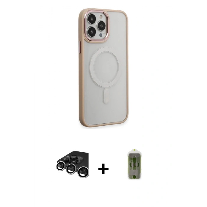 MARSİLYAN™- iPhone 15 Pro Kılıf Yankı Işık Özel Seri - Siyah Joko Magic 5D Hayalet Cam + Raze Metal Kamera Lens - GS