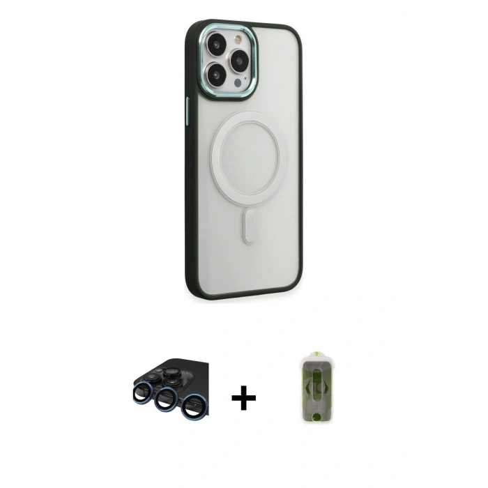 MARSİLYAN™- iPhone 15 Pro Kılıf Yankı Işık Özel Seri - Siyah Joko Magic 5D Hayalet Cam + Raze Metal Kamera Lens - LT
