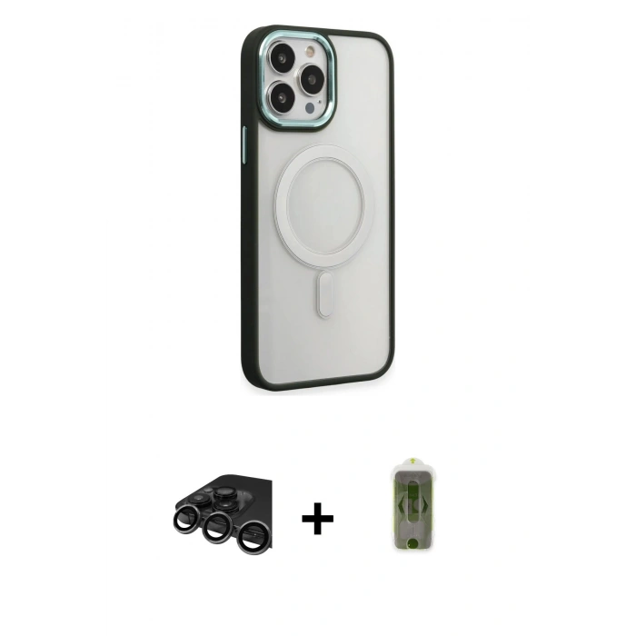 MARSİLYAN™- iPhone 15 Pro Kılıf Yankı Işık Özel Seri - Siyah Joko Magic 5D Hayalet Cam + Raze Metal Kamera Lens - TMGI