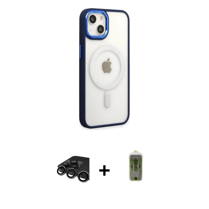 MARSİLYAN™- iPhone 15 Pro Kılıf Yankı Işık Özel Seri - Siyah Joko Magic 5D Hayalet Cam + Raze Metal Kamera Lens - TMGI