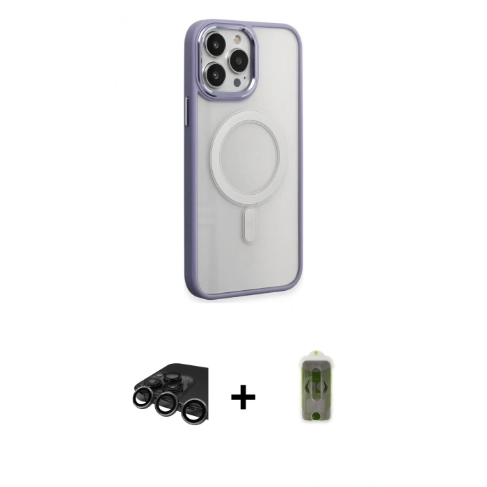 MARSİLYAN™- iPhone 15 Pro Kılıf Yankı Işık Özel Seri - Siyah Joko Magic 5D Hayalet Cam + Raze Metal Kamera Lens - TMGI