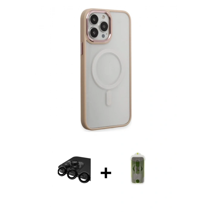 MARSİLYAN™- iPhone 15 Pro Kılıf Yankı Işık Özel Seri - Siyah Joko Magic 5D Hayalet Cam + Raze Metal Kamera Lens - SH
