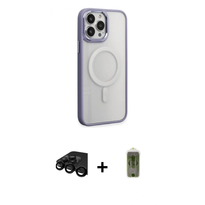 MARSİLYAN™- iPhone 15 Pro Kılıf Yankı Işık Özel Seri - Siyah Joko Magic 5D Hayalet Cam + Raze Metal Kamera Lens - SH