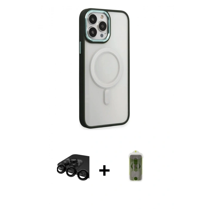 MARSİLYAN™- iPhone 15 Pro Kılıf Yankı Işık Özel Seri - Siyah Joko Magic 5D Hayalet Cam + Raze Metal Kamera Lens - SH