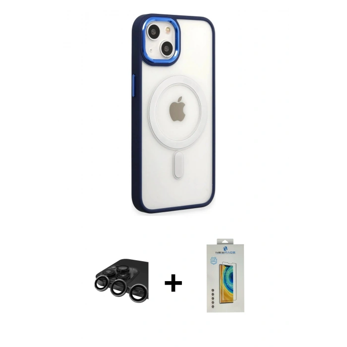 MARSİLYAN™- iPhone 15 Pro Kılıf Yankı Işık Özel Seri - Siyah Polymer Nano Ekran Koruyucu + Raze Metal Kamera Lens - TMGI