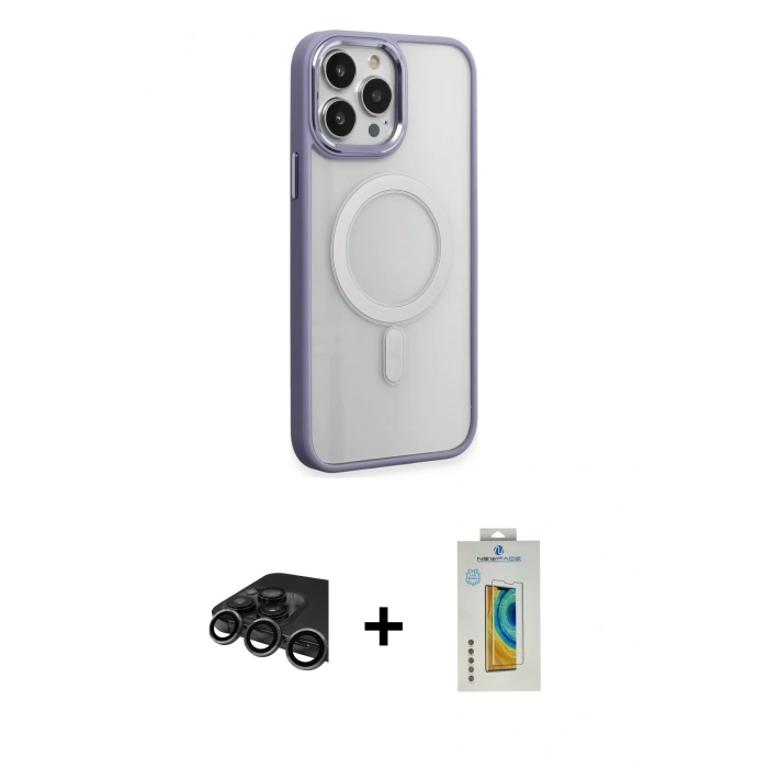 MARSİLYAN™- iPhone 15 Pro Kılıf Yankı Işık Özel Seri - Siyah Polymer Nano Ekran Koruyucu + Raze Metal Kamera Lens - TMGI