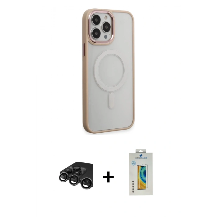 MARSİLYAN™- iPhone 15 Pro Kılıf Yankı Işık Özel Seri - Siyah Polymer Nano Ekran Koruyucu + Raze Metal Kamera Lens - TMGI