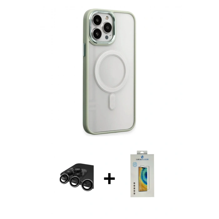 MARSİLYAN™- iPhone 15 Pro Kılıf Yankı Işık Özel Seri - Siyah Polymer Nano Ekran Koruyucu + Raze Metal Kamera Lens - TMGI