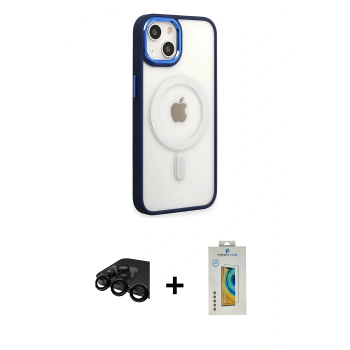 MARSİLYAN™- iPhone 15 Pro Kılıf Yankı Işık Özel Seri - Siyah Polymer Nano Ekran Koruyucu + Raze Metal Kamera Lens - SH