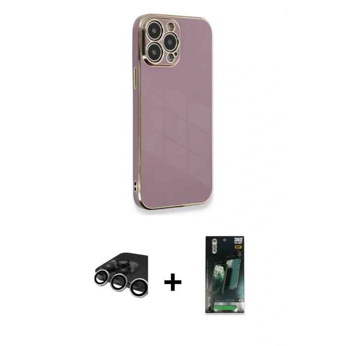 MARSİLYAN™- iPhone 15 Pro Kılıf Yankı Serisi - Şeffaf 360 Full Body Arka Koruyucu + Raze Metal Kamera Lens - GS