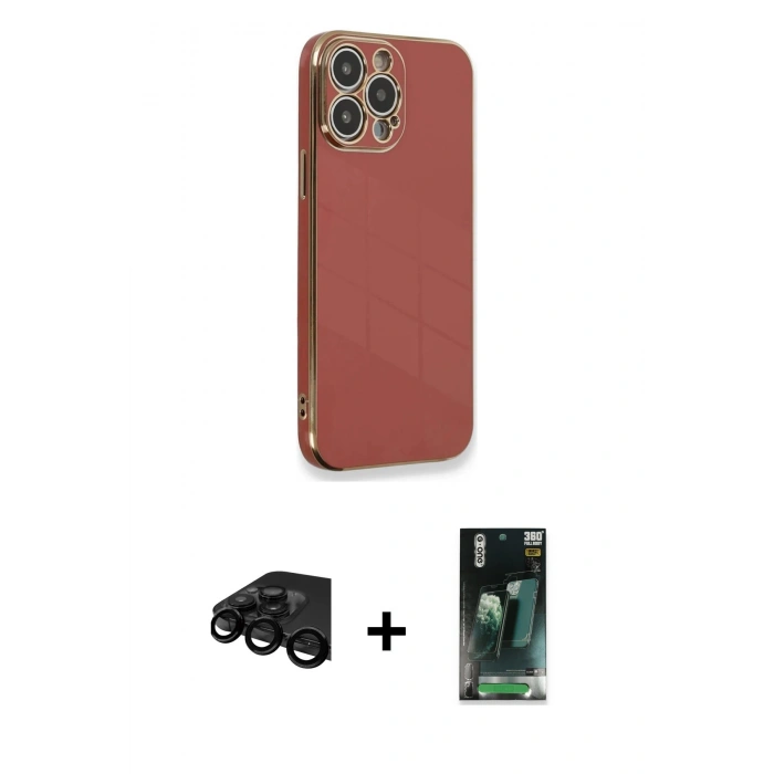 MARSİLYAN™- iPhone 15 Pro Kılıf Yankı Serisi - Şeffaf 360 Full Body Arka Koruyucu + Raze Metal Kamera Lens - SH