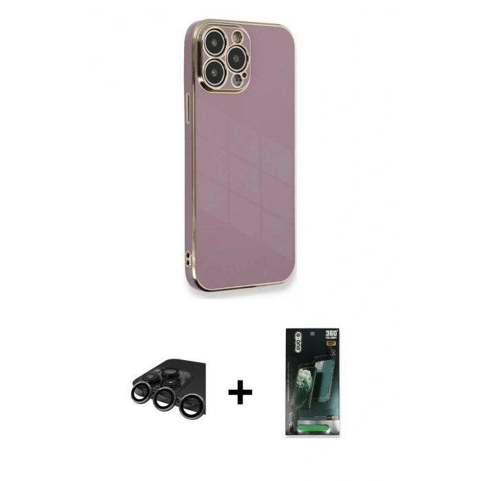 MARSİLYAN™- iPhone 15 Pro Kılıf Yankı Serisi - Siyah 360 Mat Full Body Arka Koruyucu + Raze Metal Kamera Lens - TMGI