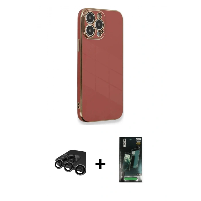 MARSİLYAN™- iPhone 15 Pro Kılıf Yankı Serisi - Siyah 360 Mat Full Body Arka Koruyucu + Raze Metal Kamera Lens - TMGI