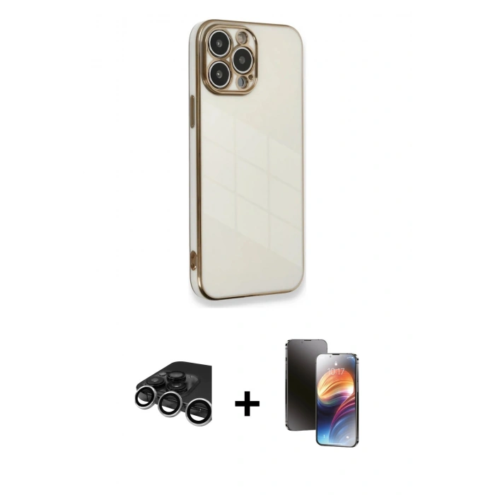 MARSİLYAN™- iPhone 15 Pro Kılıf Yankı Serisi - Siyah 3D Antistatik Mat Seramik Nano Ekran Koruyucu + Raze Metal Kamera Lens - GS