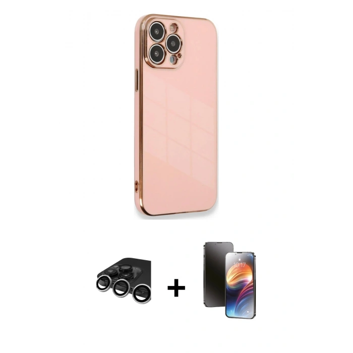 MARSİLYAN™- iPhone 15 Pro Kılıf Yankı Serisi - Siyah 3D Antistatik Mat Seramik Nano Ekran Koruyucu + Raze Metal Kamera Lens - GS