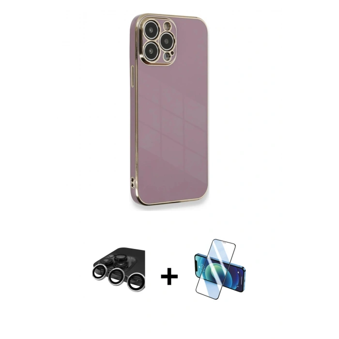 MARSİLYAN™- iPhone 15 Pro Kılıf Yankı Serisi - Siyah 3D Antistatik Seramik Nano Ekran Koruyucu + Raze Metal Kamera Lens - GS