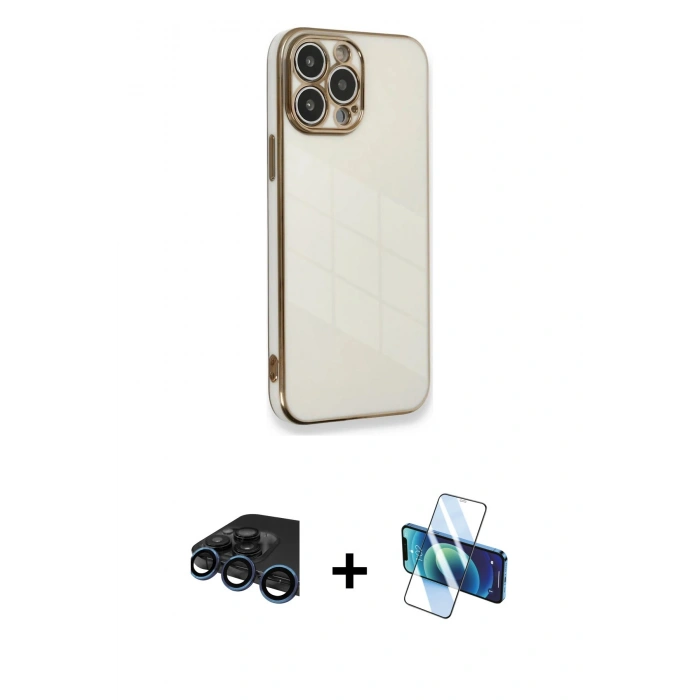 MARSİLYAN™- iPhone 15 Pro Kılıf Yankı Serisi - Siyah 3D Antistatik Seramik Nano Ekran Koruyucu + Raze Metal Kamera Lens - LT