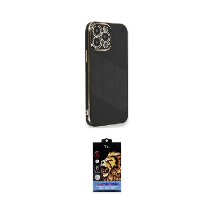 MARSİLYAN™- iPhone 15 Pro Kılıf Yankı Serisi - Siyah Buffer Hayalet Cam Ekran Koruyucu