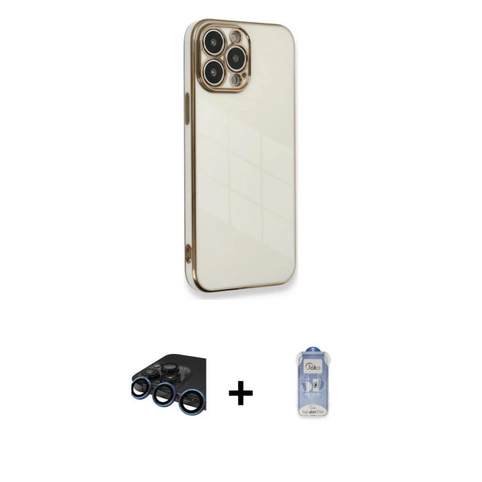 MARSİLYAN™- iPhone 15 Pro Kılıf Yankı Serisi - Siyah Joko Magic 5D Cam + Raze Metal Kamera Lens - LT