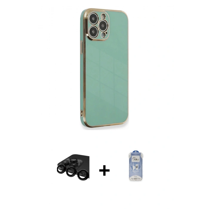 MARSİLYAN™- iPhone 15 Pro Kılıf Yankı Serisi - Siyah Joko Magic 5D Cam + Raze Metal Kamera Lens - SH