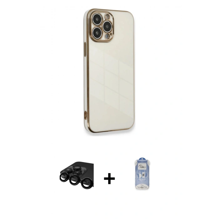 MARSİLYAN™- iPhone 15 Pro Kılıf Yankı Serisi - Siyah Joko Magic 5D Cam + Raze Metal Kamera Lens - SH