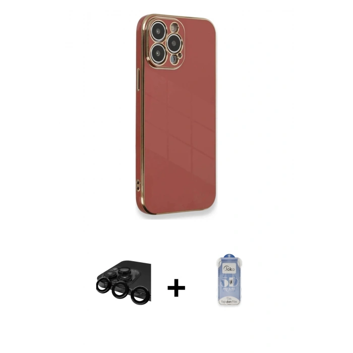 MARSİLYAN™- iPhone 15 Pro Kılıf Yankı Serisi - Siyah Joko Magic 5D Cam + Raze Metal Kamera Lens - SH