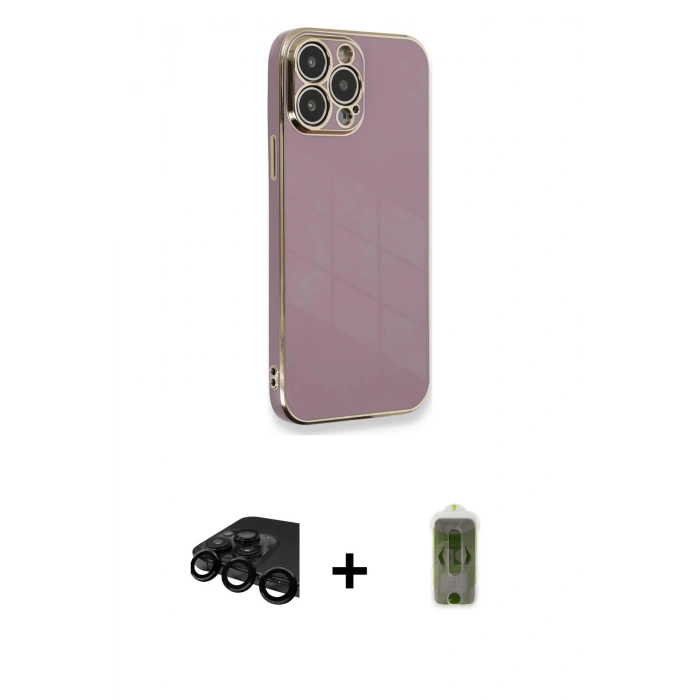 MARSİLYAN™- iPhone 15 Pro Kılıf Yankı Serisi - Siyah Joko Magic 5D Hayalet Cam + Raze Metal Kamera Lens - SH