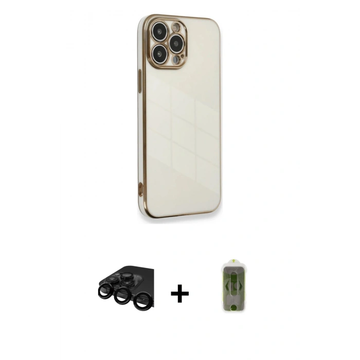 MARSİLYAN™- iPhone 15 Pro Kılıf Yankı Serisi - Siyah Joko Magic 5D Hayalet Cam + Raze Metal Kamera Lens - SH