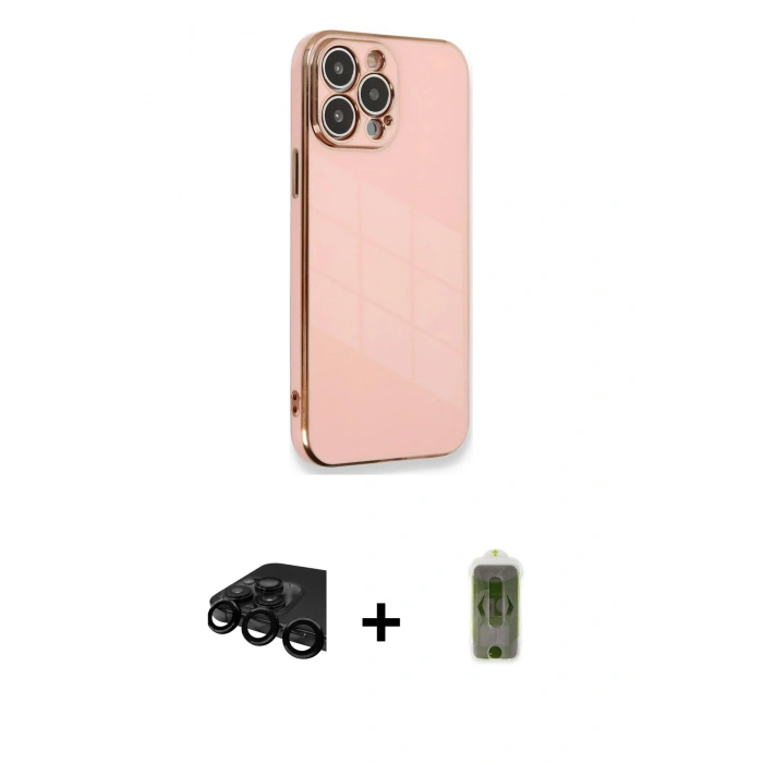 MARSİLYAN™- iPhone 15 Pro Kılıf Yankı Serisi - Siyah Joko Magic 5D Hayalet Cam + Raze Metal Kamera Lens - SH